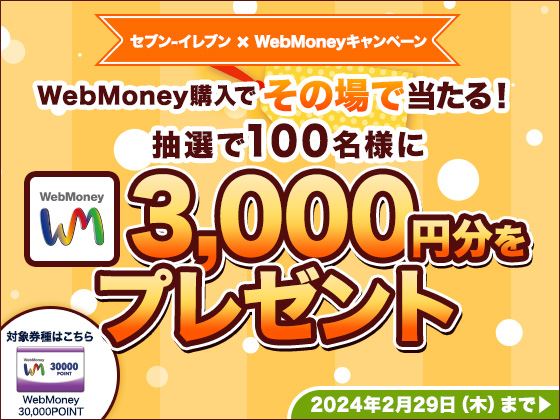 抽選でWebMoney3,000円分プレゼント！